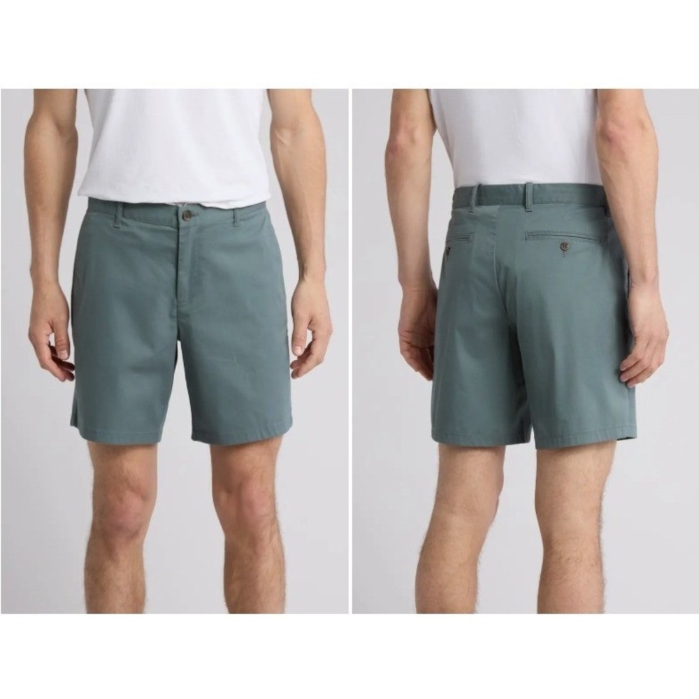 Nordstrom Rack Coolmax Slim Fit Mens Performance Chino Shorts Slate Blue 40 NWT